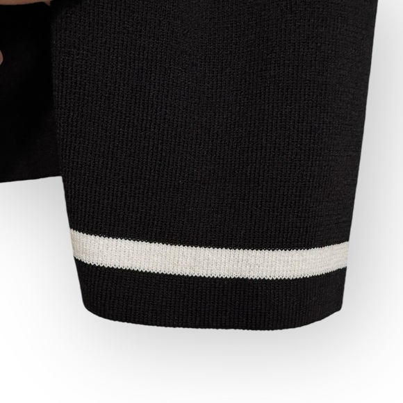 EDWARD ACHOUR PARIS $1039 Retail Open-front Striped Cardigan, M/L, Black/White - Picture 6 of 9